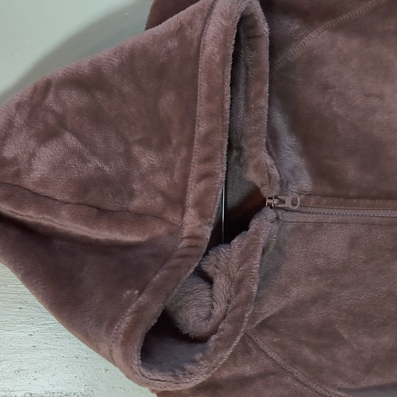 Women's Aeropostale Lounge Teddy Snuggly Brown Cream Hooded Jacket M - Picture 7 of 11